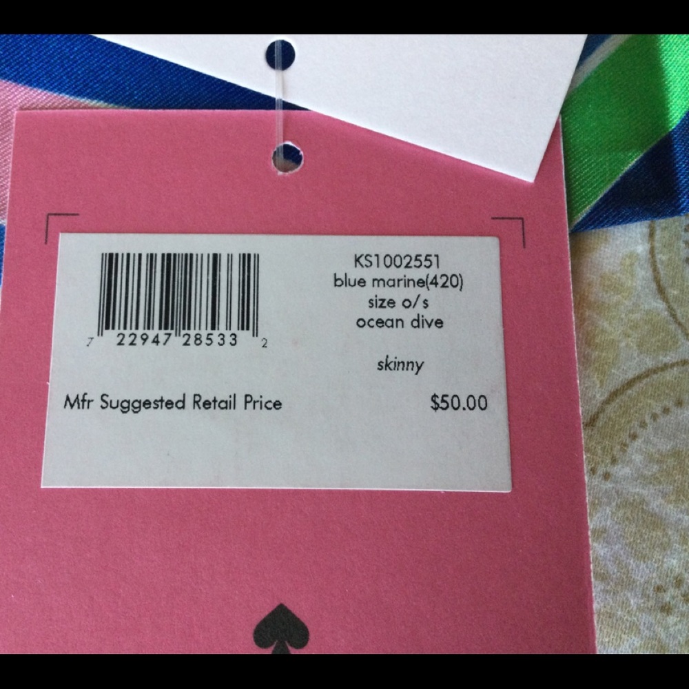 Kate Spade Ocean Dive silk skinny scarf *SOLD OUT* - Picture 5 of 5